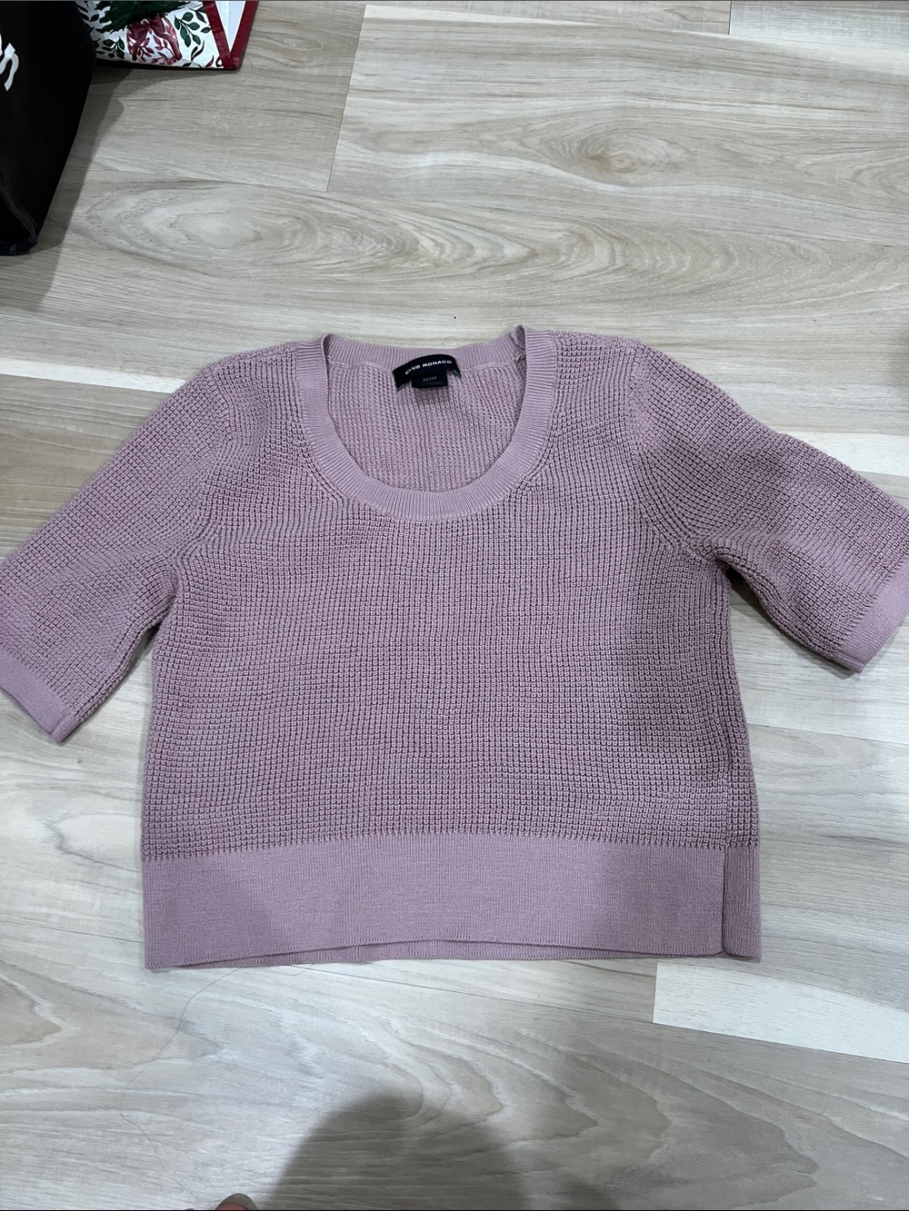 Club Monaco Cropped Scoop Neck Knit Sweater in Dusty Mauve